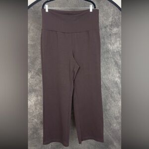 Rome NY Wide-Leg Lounge Pants | Brown High-Waisted Stretch Pull-On | XL